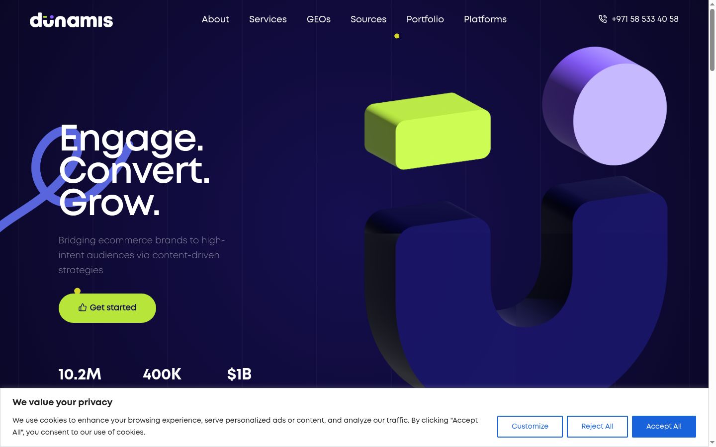 Screenshot of the consent banner shown before any interaction
