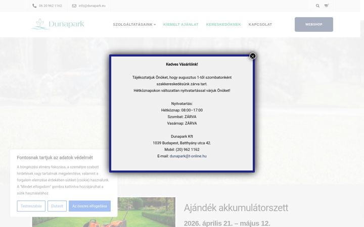 Screenshot di dunapark.hu