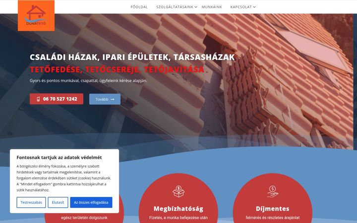 Екранна снимка на dunateto.hu