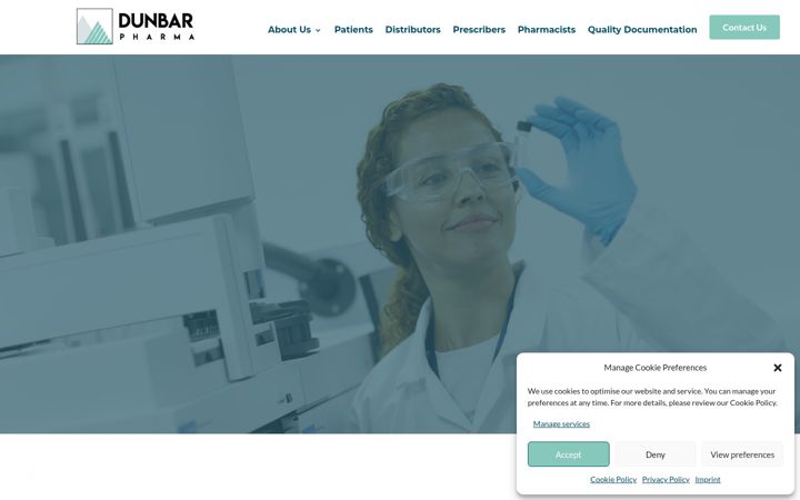 Екранна снимка на dunbarpharma.ie