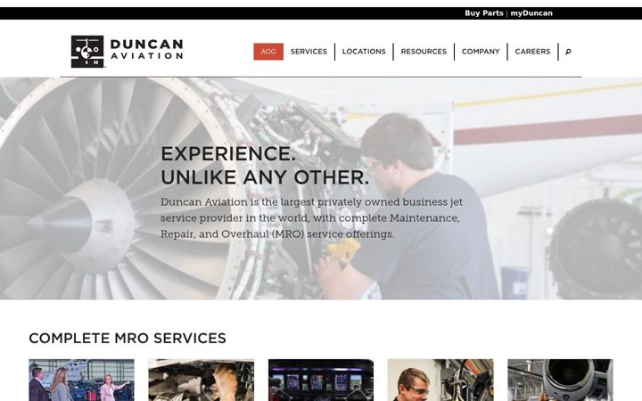 Screenshot of duncanaviation.aero