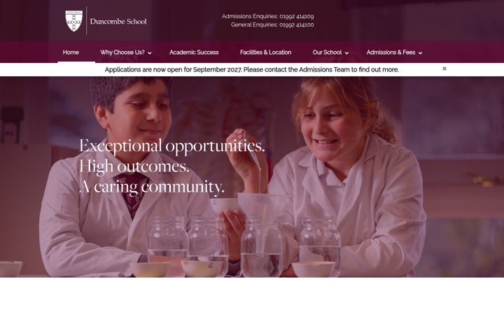 Екранна снимка на duncombe-school.co.uk