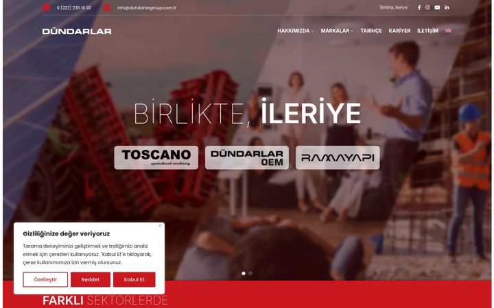 Екранна снимка на dundarlargroup.com.tr