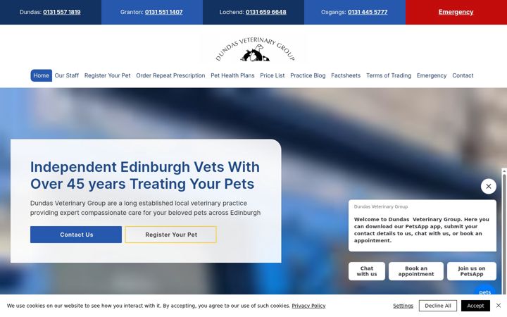 Screenshot stránky dundasvetgroup.co.uk