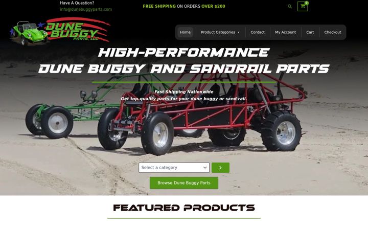 Screenshot of dunebuggyparts.com