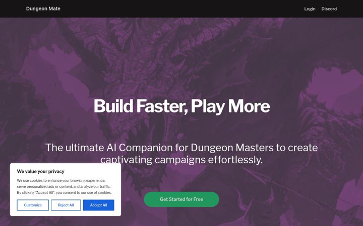 Screenshot of dungeon-mate.com