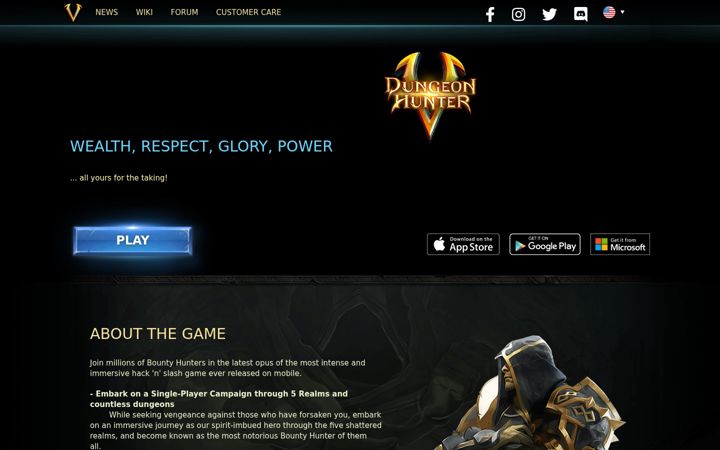 Screenshot of dungeonhunter5.com