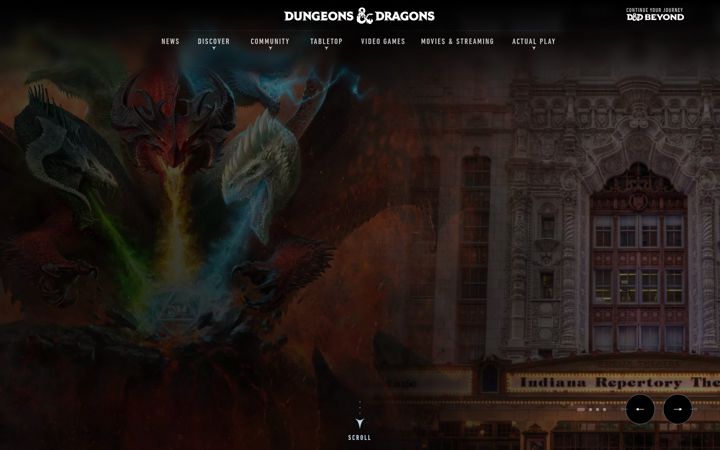 Screenshot of dungeonsanddragons.com