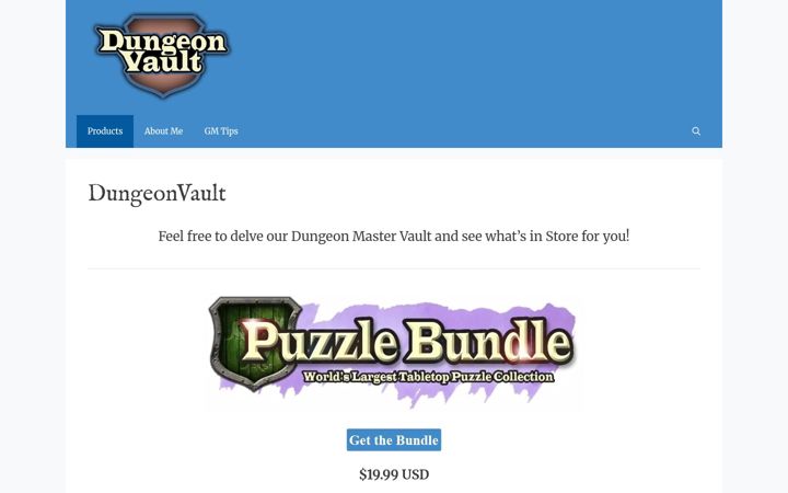 Screenshot of dungeonvault.com