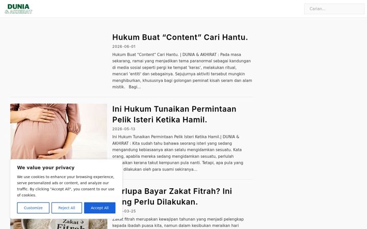 Screenshot of duniadanakhirat.com