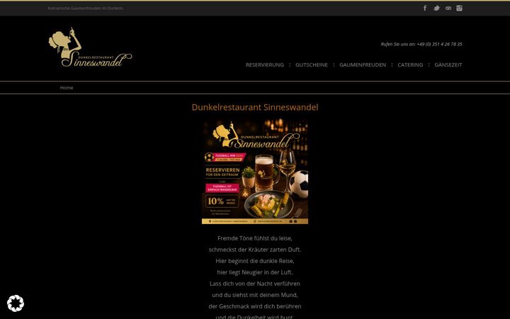 Snímek obrazovky dunkelrestaurant-sinneswandel.de