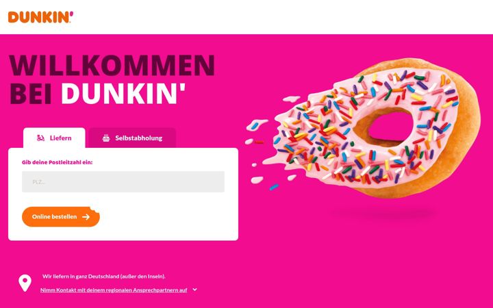 Screenshot of dunkindelivery.de