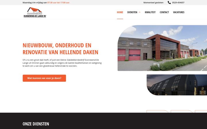Screenshot stránky dunnewind-delange.nl