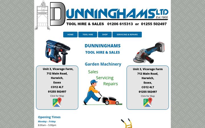 Skærmbillede af dunninghams-toolhire.co.uk