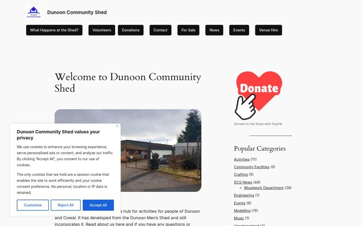 Ekrano kopija dunooncommunityshed.org