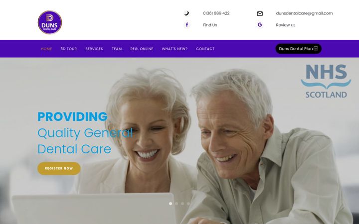 Skærmbillede af dunsdentalcare.co.uk