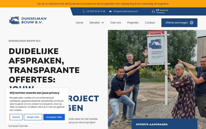 Ekrano kopija dunselmanbouw.nl