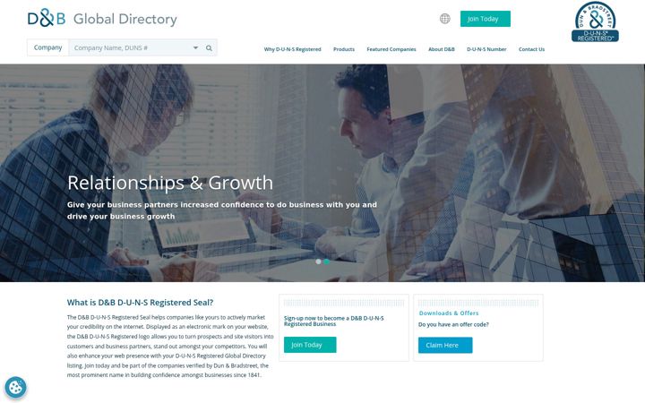 Screenshot of dunsregistered.com
