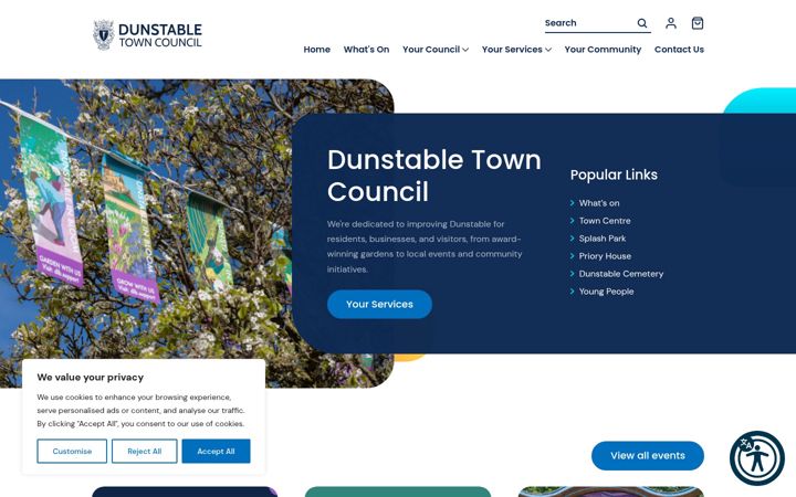 Skærmbillede af dunstable.gov.uk