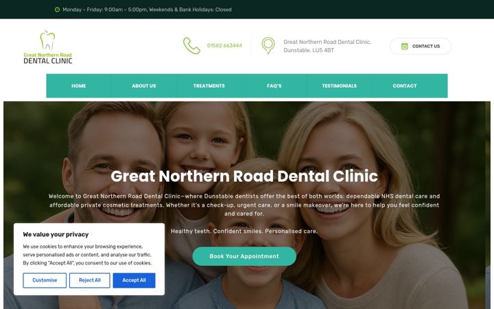 Skærmbillede af dunstabledentists.co.uk