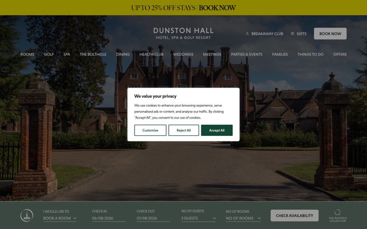 Screenshot von dunstonhallhotel.co.uk