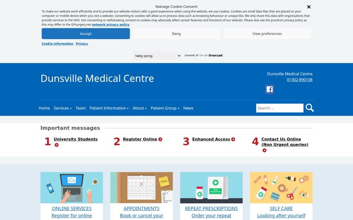 Screenshot von dunsvillemedicalcentre.nhs.uk