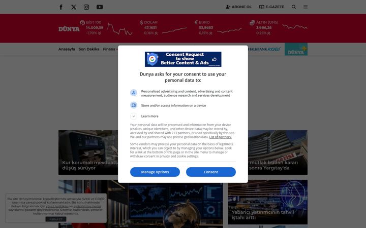 Kuvakaappaus sivustosta dunya.com
