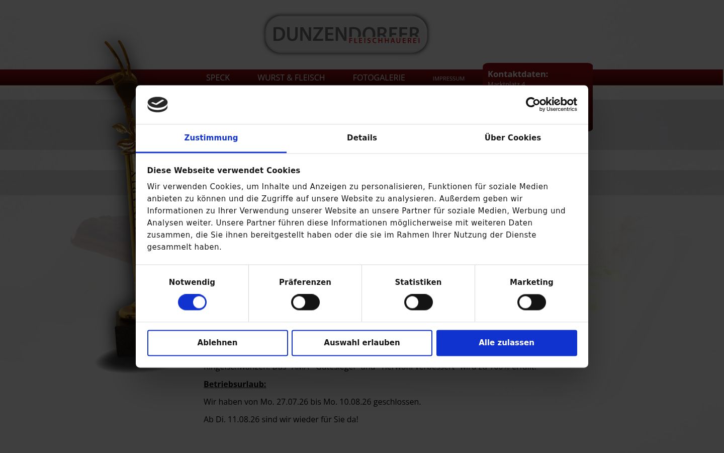 Zrzut ekranu banera zgody wyświetlanego przed jakąkolwiek interakcją
