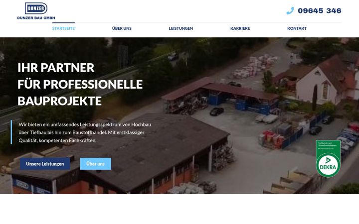 Snímek obrazovky dunzer-bau.de