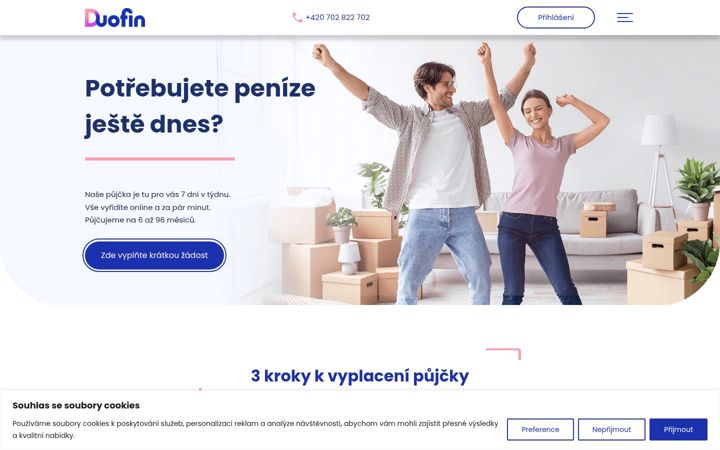 Screenshot του duofin.cz