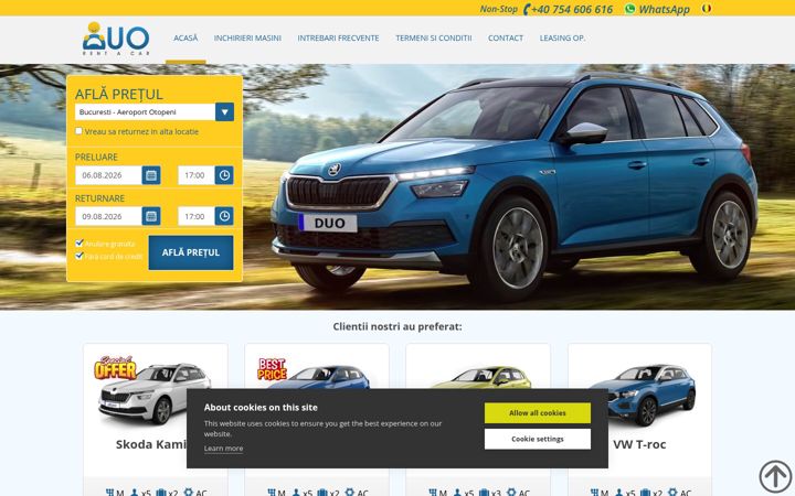 Screenshot of duorentacar.ro