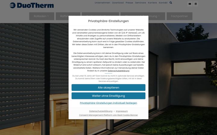 Screenshot van duotherm-rolladen.de