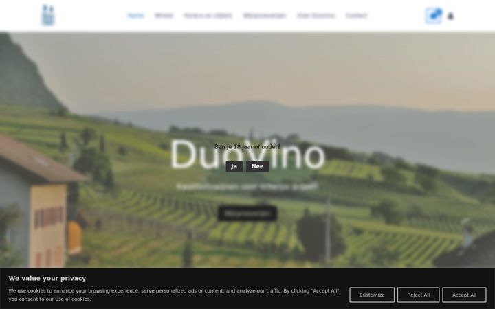 Kuvakaappaus sivustosta duovino.nl