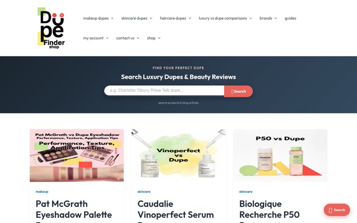 Screenshot of dupefindershop.com