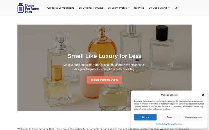 Screenshot of dupeperfumehub.com