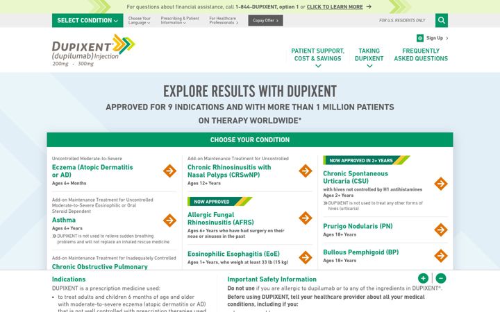 Screenshot of dupixent.com