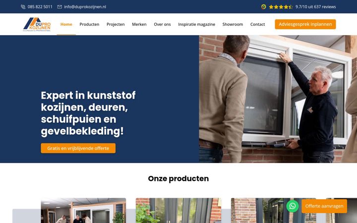 Screenshot di duprokozijnen.nl