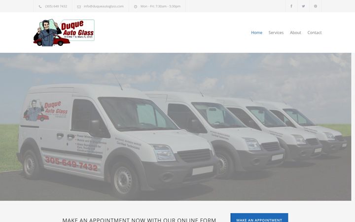 Screenshot of duqueautoglass.com