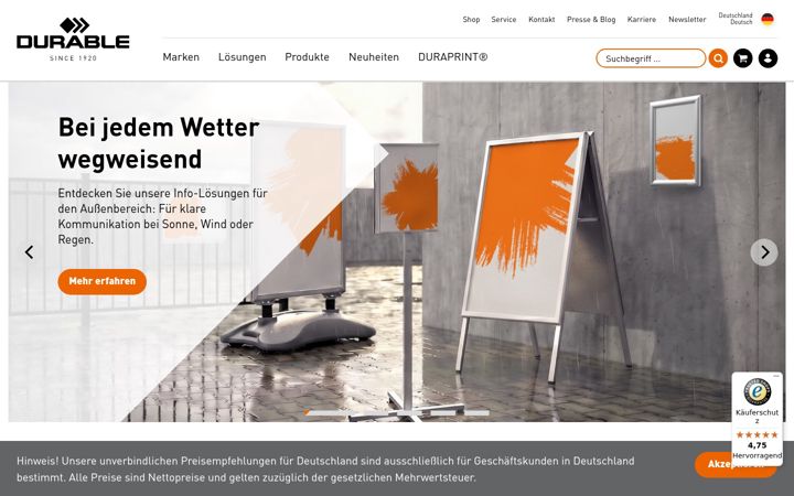 Screenshot van durable.de