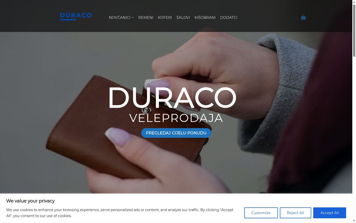 Screenshot of the consent banner shown before any interaction