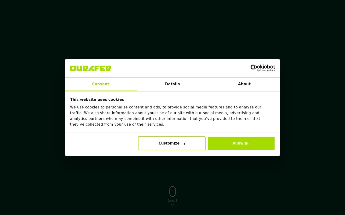 Screenshot del banner di consenso mostrato prima di qualsiasi interazione