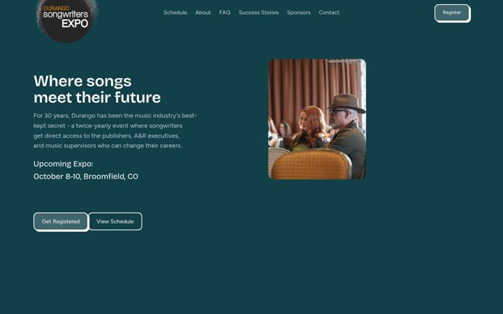 Screenshot of durango-songwriters-expo.com