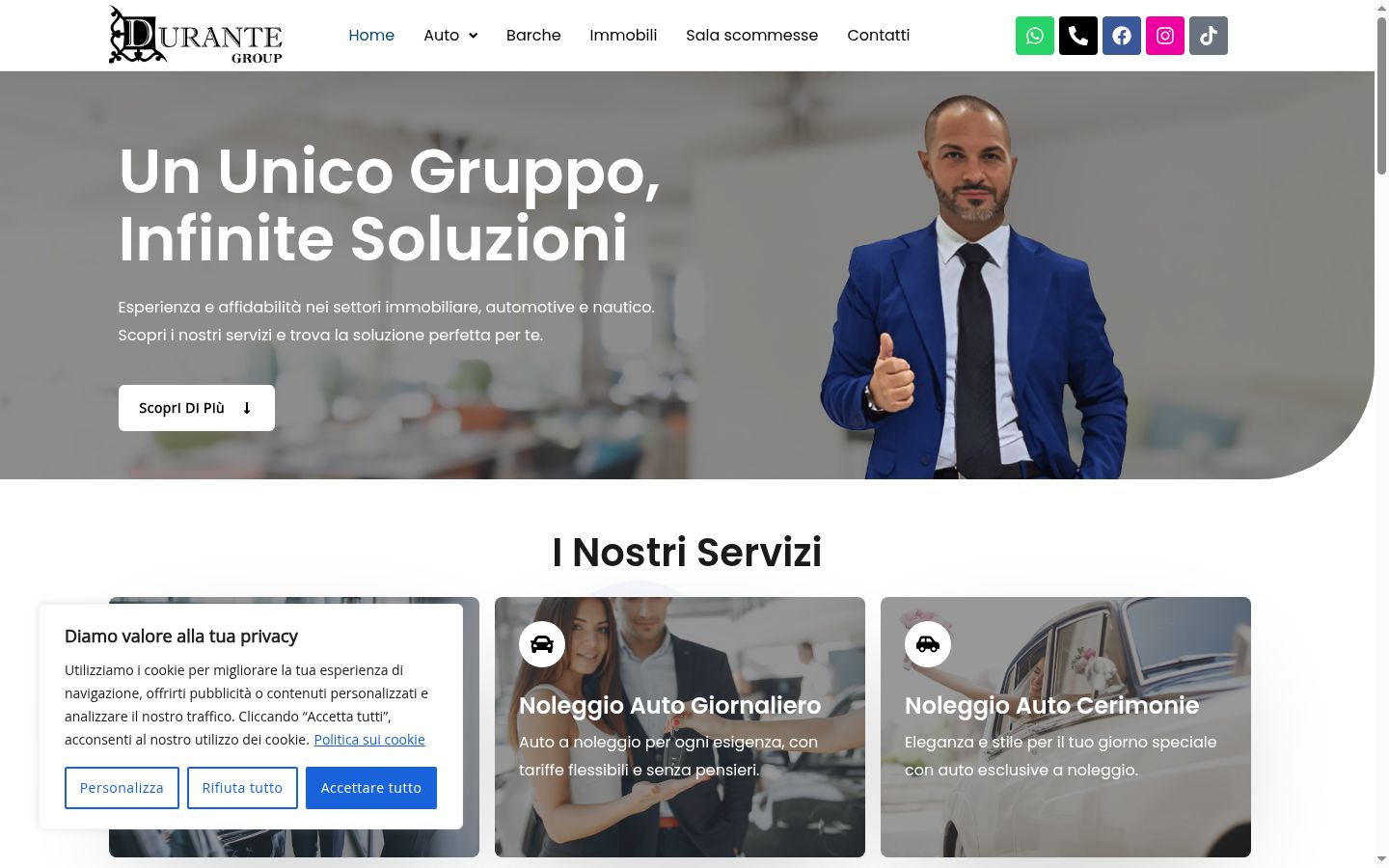 Screenshot del banner di consenso mostrato prima di qualsiasi interazione