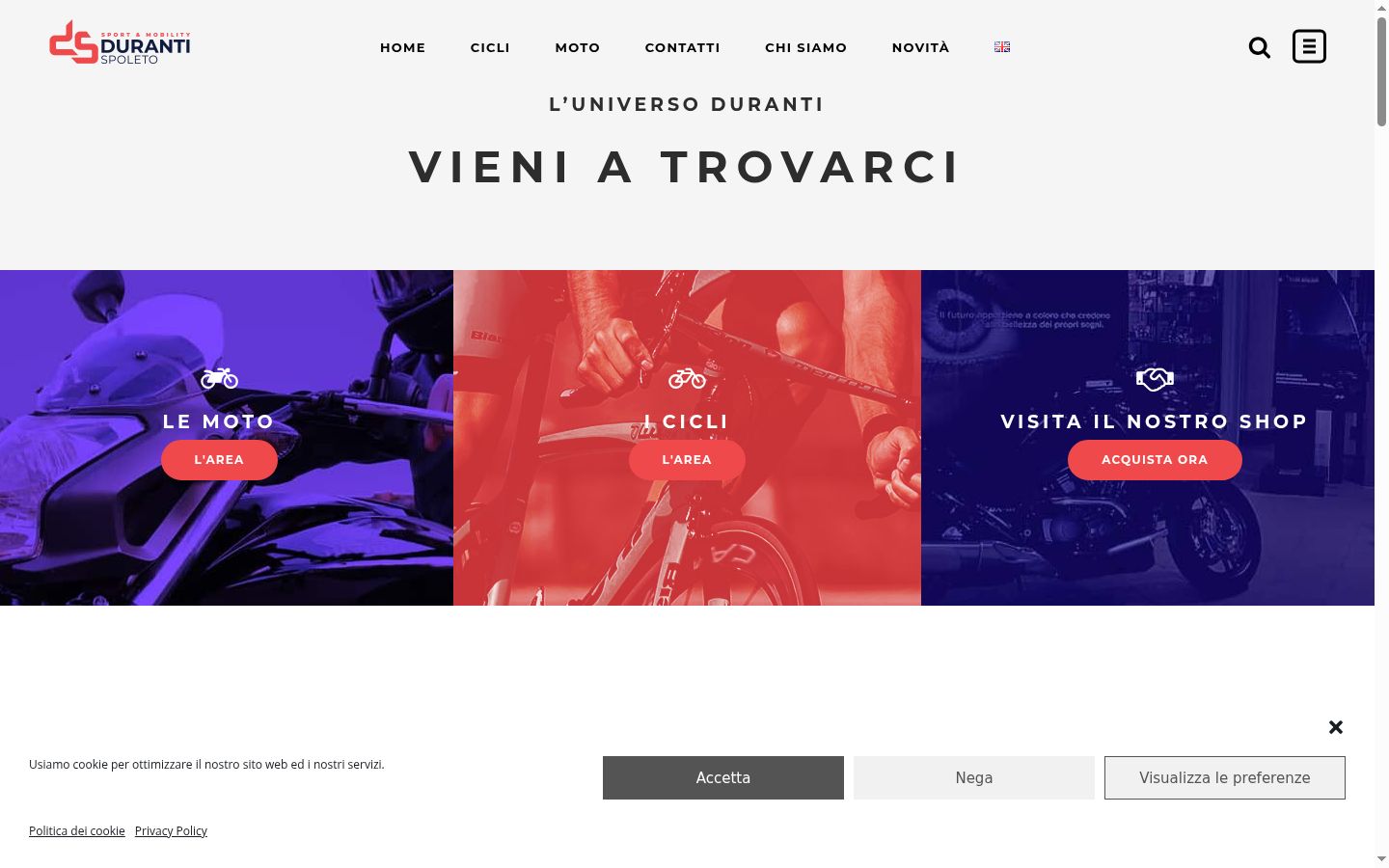 Screenshot del banner di consenso mostrato prima di qualsiasi interazione