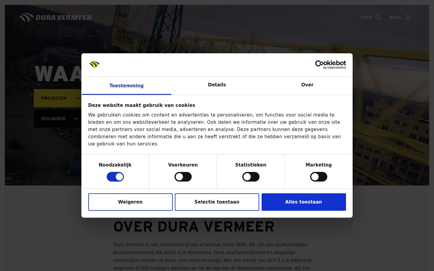 Screenshot del banner di consenso mostrato prima di qualsiasi interazione