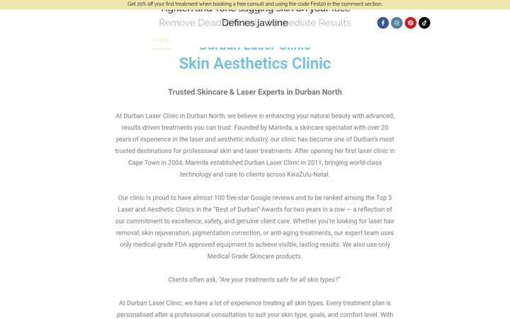 Екранна снимка на durbanlaserclinic.co.za