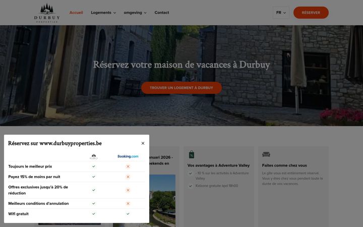 Screenshot ta' durbuyproperties.be