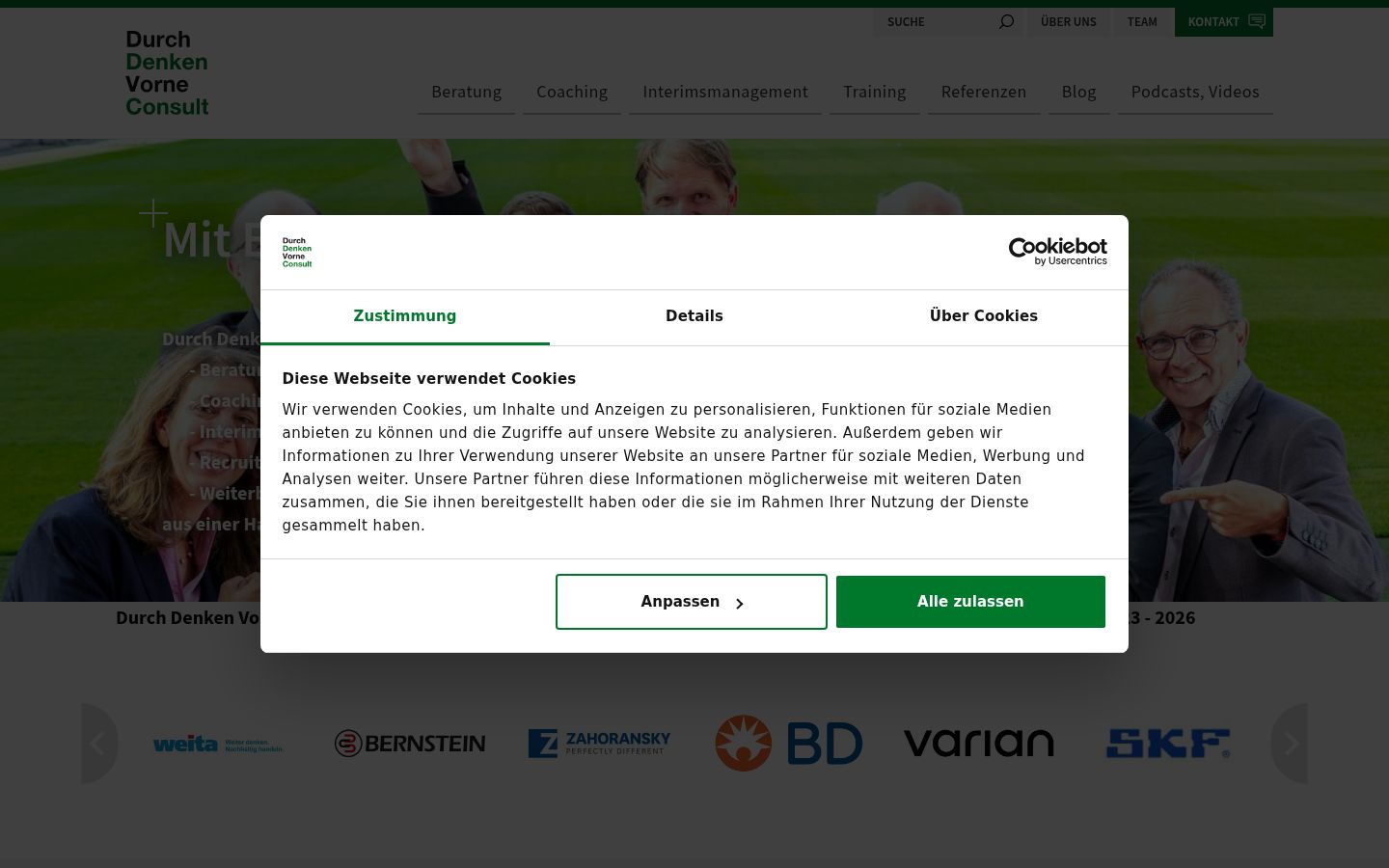 Screenshot del banner di consenso mostrato prima di qualsiasi interazione