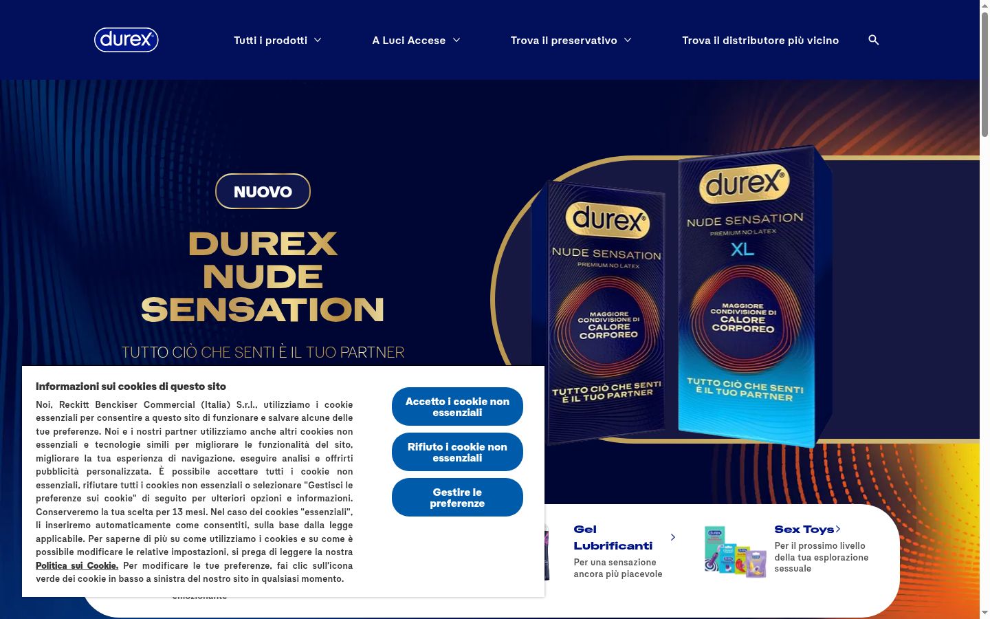 Screenshot del banner di consenso mostrato prima di qualsiasi interazione