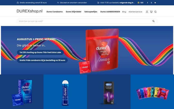 Screenshot di durexshop.nl